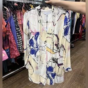 Reiss Margarite Printed Shift Dress in Ivory